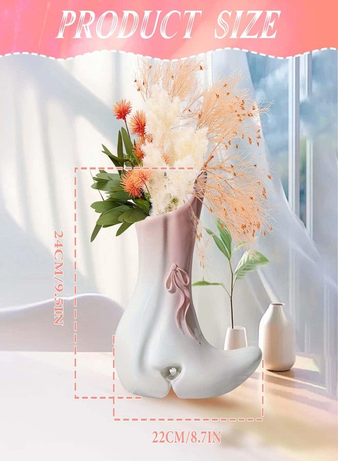 Kuabiz Cowgirl Boot Vase 9.5 Inch Creative Cowboy Boot Vase Ceramic Cowgirl Flower Arrangements Western Aesthetic Vases for Flowers Tables Modern Room Birthday Party Baby Shower Wedding Decor - Image 2